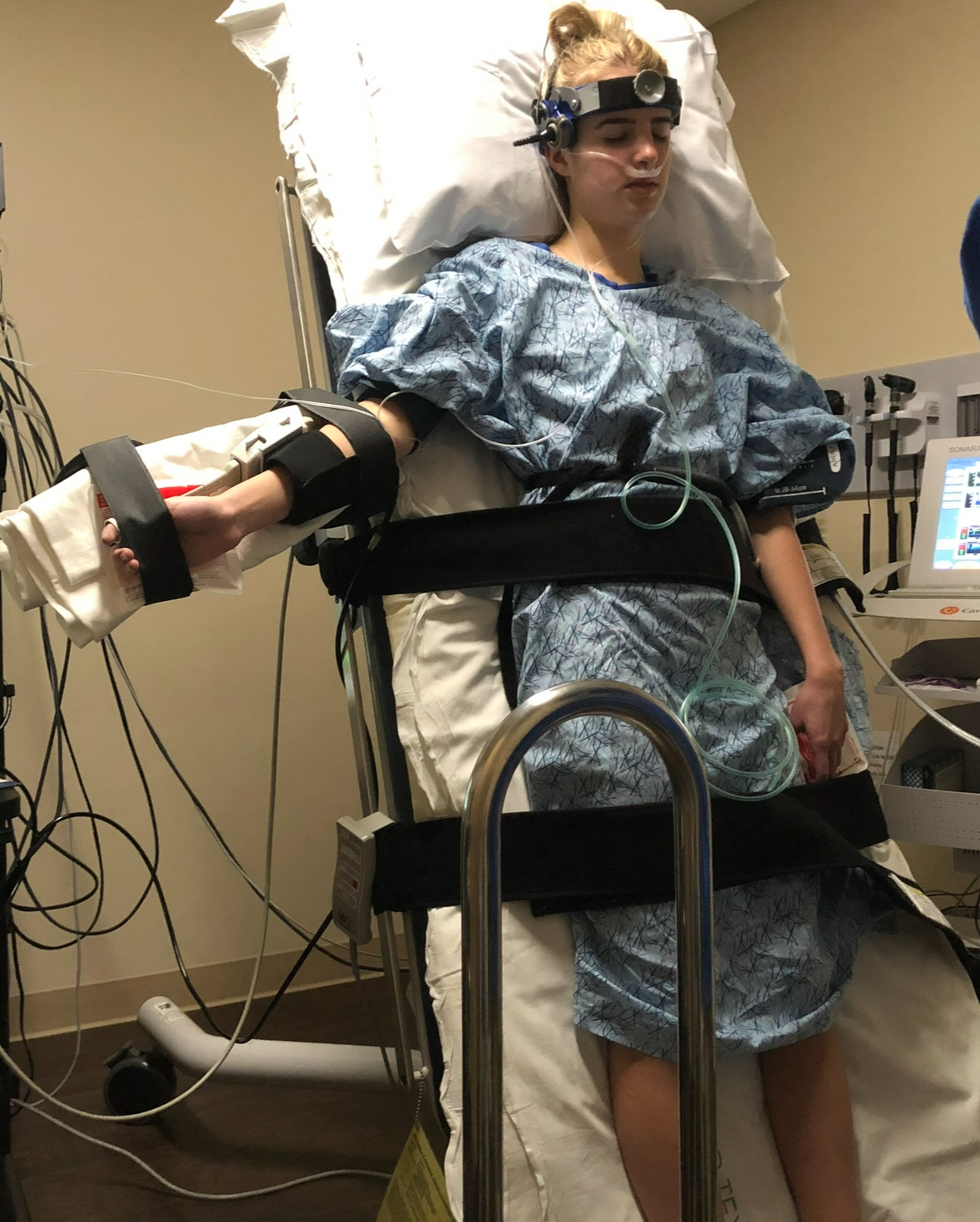 Presley in the hospital during Lyme disease